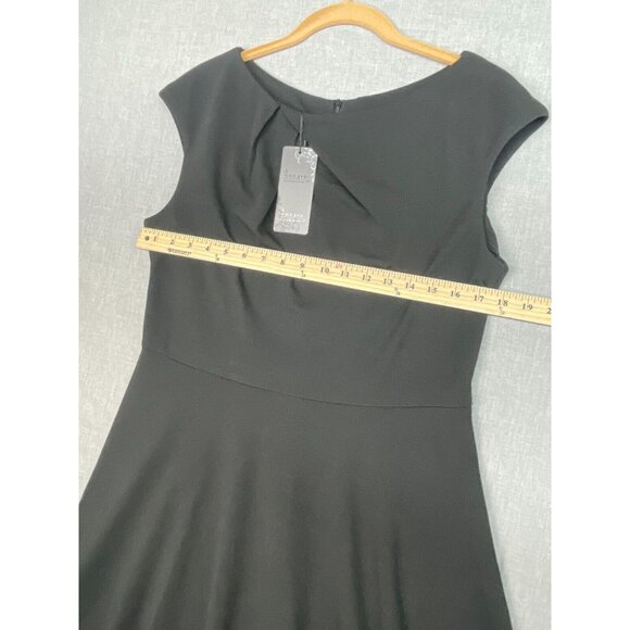 Women's Veljie Vintage Scoop Neck Casual Flare Cap Sleeve Black Swing Dress XXL - Picture 4 of 9